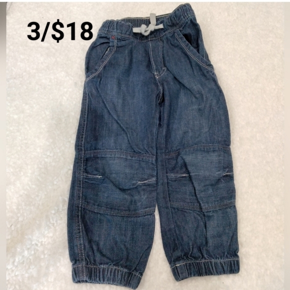 H&M toddler 3-4years drawstring blue jeans jogger pants reinforced knee - Picture 1 of 5